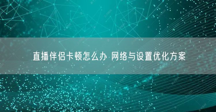 直播伴侣卡顿怎么办 网络与设置优化方案