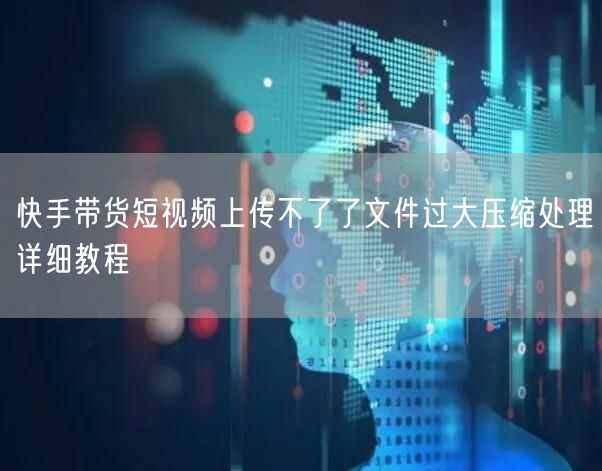 快手带货短视频上传不了了文件过大压缩处理详细教程