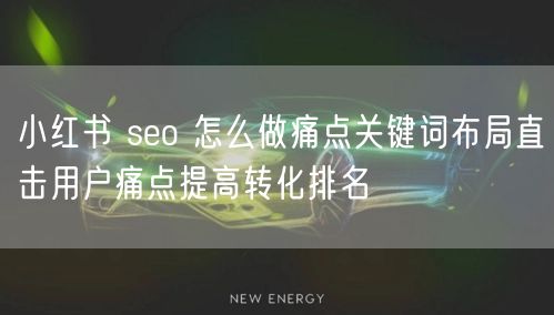 小红书 seo 怎么做痛点关键词布局直击用户痛点提高转化排名