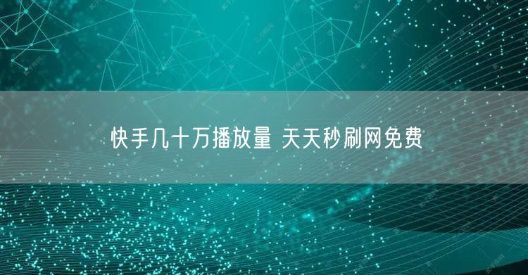 快手几十万播放量 天天秒刷网免费