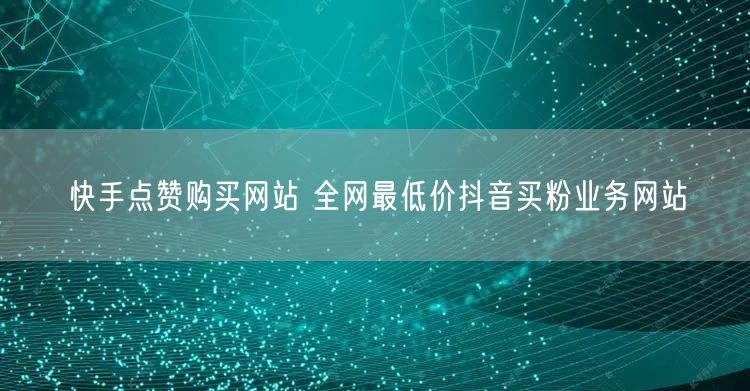 快手点赞购买网站 全网最低价抖音买粉业务网站