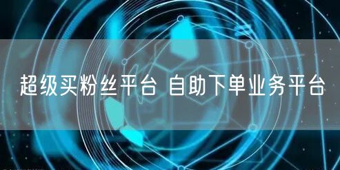 超级买粉丝平台 自助下单业务平台