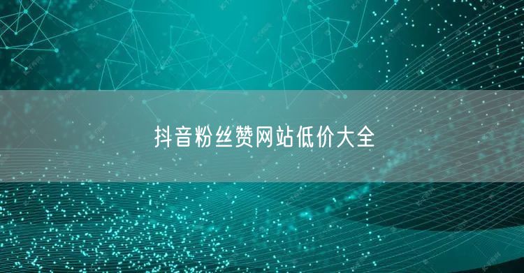 抖音粉丝赞网站低价大全