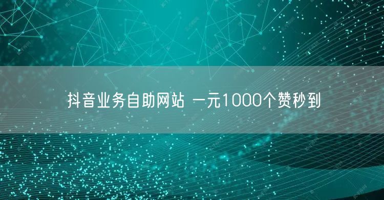 抖音业务自助网站 一元1000个赞秒到